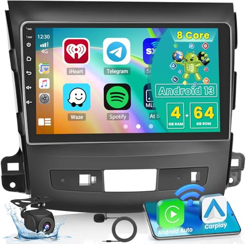 8 Core 4+64GB Android 15 Autoradio pour Mitsubishi Outlander 2/Citroen C-Crosser/Peugeot 4007 Carplay Android Auto Sans Fil Hikity Poste Radio Voiture Écran Tactile 9 Pouces Bluetooth Stéréo