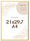 Wackadoo Bilderrahmen A4 21x29,7 (DIN A4) gold Fotowand Fotorahmen mit Glasscheibe Dokumentenrahmen Kunststoff Picture frame
