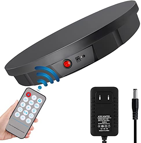 Soporte De Exhibición De Plato Giratorio con Control Remoto, Plato Giratorio Motorizado Eléctrico De 360 °, 21 Pulgadas/52 Cm - Carga 100 Kg, para Exposiciones Temáticas,Black