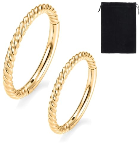 XBFOCNH 2pcs Piercing Nasenpiercing Septum Ohrpiercing Clicker Ring Titan Lippenring Segmentring Nostril Conch Daith Helix Rook Tragus Lobe Snug Body Piercing Schmuck Piercings Gold,6 mm,8 mm