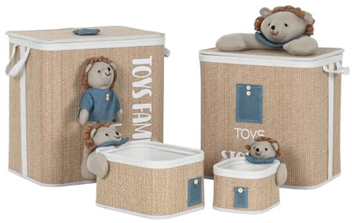 Home ESPRIT Wäschekorb, grün, natürlich, für Kinder, 44 x 44 x 45 cm, 4-teilig