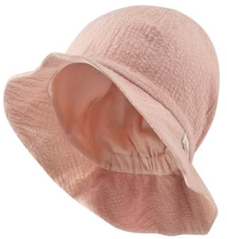 Sterntaler Sonnenhut Struktur - Mädchen Sommerhut - UV-Schutz 50+ Fischerhut mit Nackenschutz - elastisches Gummiband - Futter aus Batist (Bio) - Baby und Kinder Kopfbedeckung - perlrosa,Größe 53