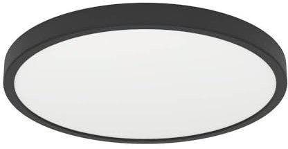 EGLO LED Deckenleuchte Fueva 6, runde Badezimmer Deckenlampe, Badlampe Decke aus Kunststoff in Schwarz und Weiß, Deckenbeleuchtung warmweiß-kaltweiß, IP44, Ø 21 cm