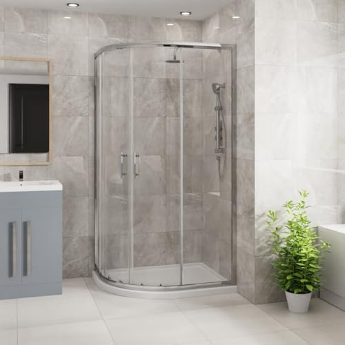 Blümme 1000 x 900mm Offset Quadrant Shower Enclosure Chrome Framed 6mm Easy Clean Glass Sliding Door Shower Cubicle