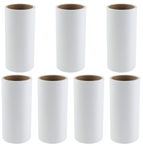 Fusselrolle Ersatzrolle 7 Rollen, Extra Klebrige Fusselrolle Kleidung, Fusselrolle Nachfüllpack, Fusselroller Tierhaare, Fusselroller für Kleidung, Haare, Katzenhaare, Hundehaare, 60 Blatt/Rollen