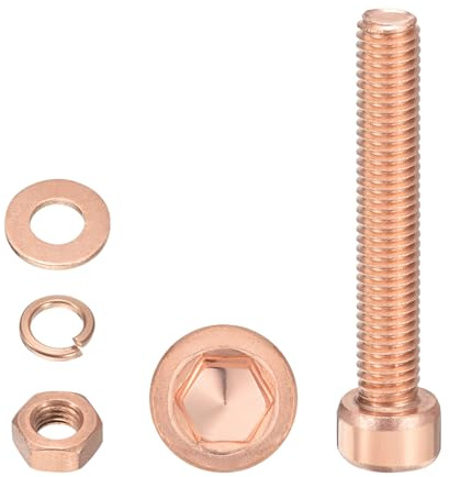 Kozelo 8pcs Socket Head Cap Screws Bolts Nuts Kit M8-1.25x50mm Red Copper