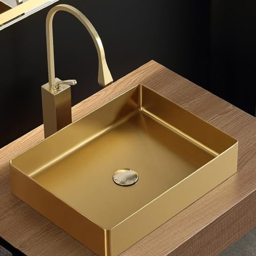 NSTVVEE Lavandino da appoggio per Bagno in Acciaio Inox, Facile da installare e Pulire, lavabo da appoggio sopra Il Piano, lavabo Resistente per Hotel, Ville, balconi, Giardini, ristoranti