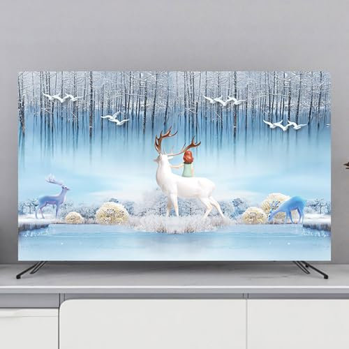 Hixingo Cubierta Antipolvo para TV Universal Funda para Televisor Elástico Protector para Smart TV Cubierta de Televisión Pantalla de Funda para 32 a 80 Pulgadas (58-60,Reno)