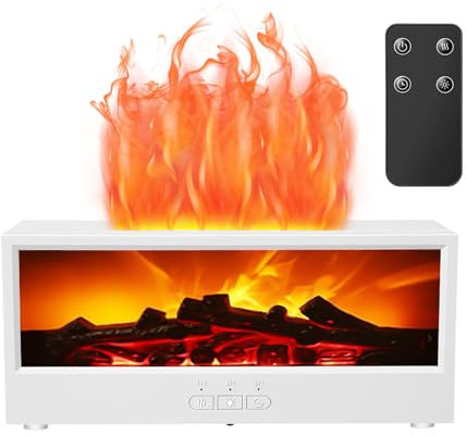 Colorful Flame Fireplace Oil Diffuser, Upgrade 7 Colors Mini Fireplace Diffuser Aromatherapy Diffuser, 150ML Waterless Auto Off Flame Diffuser with Remote Control