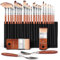 Pinceles Pintura Acrilica Profesionales - 26 Premium Pincel Sintética de Artista para Acrilica, Gouache, Óleo con Bolsa Organizador, Cuchillo de Paleta | Sin Pérdida de Cabello | Pinceles Pintura