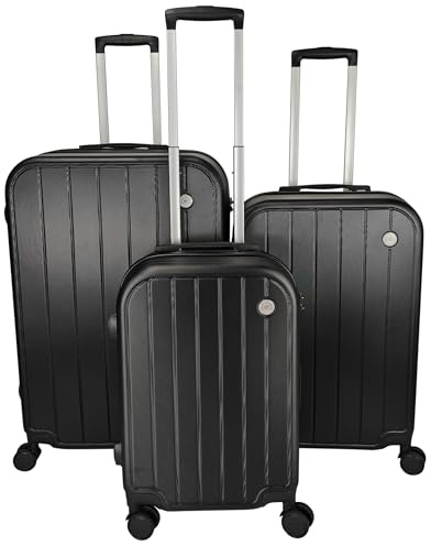 Luggage Sets 3 Piece - Hardshell Suitcase set of 3 Suitcases - Lightweight Suitcase Sets with Lock - Large Medium Small Suitcases Cabin size 4 Wheels - Case and Hand Luggage set (Black, Set of 3)