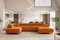 Kaiser Möbel - Ecksofa mit Schlaffunktion - Wohnlandschaft U Form - Big Sofa 345 x 202 cm - Relaxsofa, 6 Verstellbaren Kopfstützen, 2 x Bettkasten - Eckcouch Groß, XXL - Falio U II Links Orange