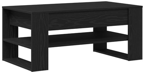 vidaXL Minimalistischer schwarzer Eichen Couchtisch mit viel Stauraum, stilvolles rechteckiges Design für das Wohnzimmer, langlebige Konstruktion aus Holz, Moderne Inneneinrichtung