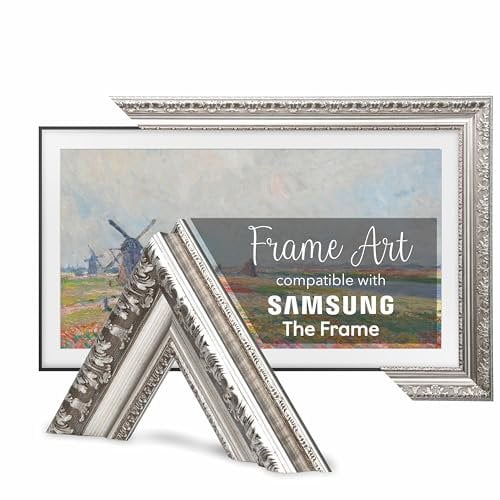 TV GUARD TV-Rahmen, TV-Rahmen kompatibel mit Samsung The Frame TV – Perfekte Passform, Keine Störungen, Art-Modus kompatibel (Rustikales Silber, 55 Zoll)