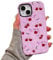 EYZUTAK Case for iPhone 13/iPhone 14, Cute Pink Cherry Ribbon Bow Phone Case Glossy Aesthetic Slim Soft Durable TPU and Hard PC Shockproof Protective Bumper Phone Cover for Women - Cherry Ribbon Bow