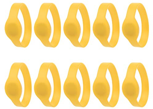 10 Stück RFID Armbänder 13,56 MHz Armband Silikon Wasserdichte Verstellbar Armband für Schwimmbad Sauna Raum (Gelb)