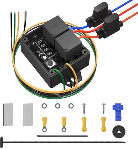 Joinfworld Digital Radiator Fan Controller Switch Kit #0444 Dual Electric Thermatic Fan 12V and 24V, Adjustable Temperature Range from 40°C to 110°C