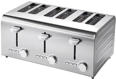 Commercial 6 Slices Toaster,stainless Steel Toaster,auto Pop-up Independent & Extra Wide Slots With High Lift, 7 Browning Levels, Frozen/cancel/reheat Function, Removable Crumb Tray