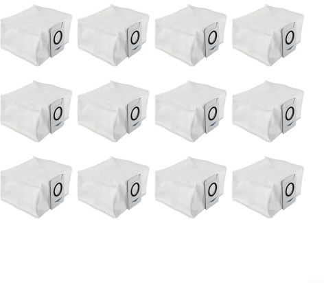 EffiFish 12 Pack Dust Bag Accessories Compatible For ECOVACS For DEEBOT For OMNI X1 TURBO Vacuum Cleaner Replacement Garbage Bags Black (1 white dust bag)