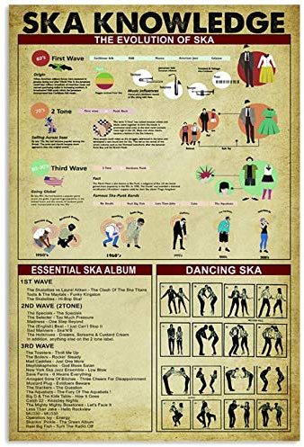 Ska Knowledge Metall-Blechschilder „The Evolution Of Ska, Poster, Retro-Musikstudio-Leitfaden, Plaketten, Musikliebhaber, Heimzimmer, Club, Wanddekoration, 30,5 x 40,6 cm