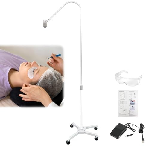 UV Wimpern Lampe, UV Lampe für Gelnägel, UV Wimpernlampe mit Fußschalter, 6W Schwanenhals Lash Lamp mit Rollen, 360° Flexibler UV Licht Wimpernlicht für Gelnägel und Wimpern Aushärten