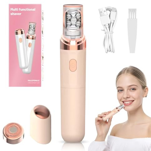 Facial Epilator for Women - 2 in 1 Epilator for Women with LED Light - Rechargeable Electric Hair Remover for Face/Lip/Underarm/Legs/Bikini Area/Arm/Mustache Hair Removal-Cordless Facial Hair Remover