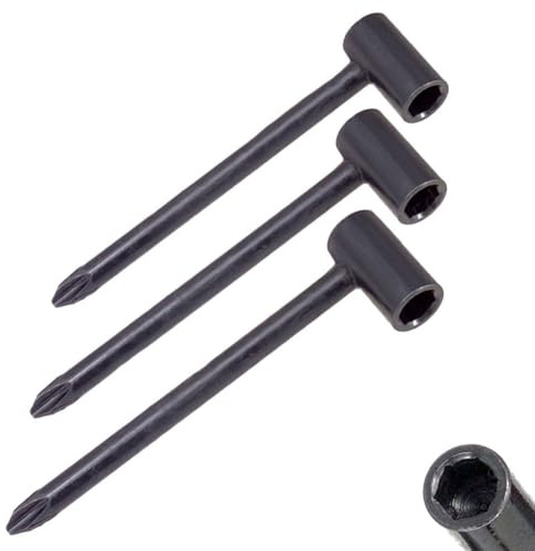Lawnoval 3er-Pack Sechskant-Halsstabschlüssel-Set (6,35 mm, 7 mm, 8 mm) für Akustik- und E-Gitarre, Schwarz
