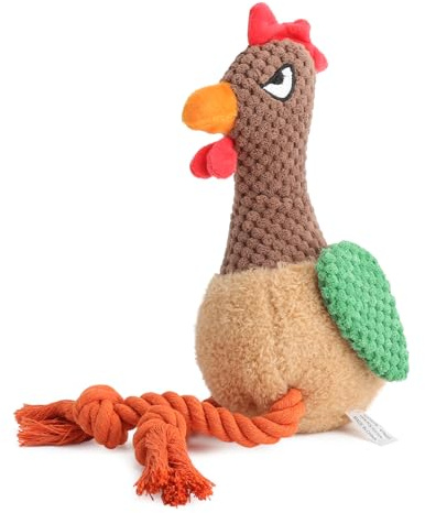 XRVRILE Jouet Chien Corde Poulet avec Couineur et Papier Bruissant, Peluche pour Chien Interactif Jouet pour Chiot, Jouets pour Chiens Occupation pour Petits et Moyens Chiens