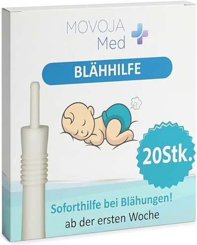 MOVOJA-MED 20 PEZZI Sondino Rettale Neonato - Completamente senza farmaci | Efficace contro i gonfiori del neonato I Sondini rettali neonato per Coliche Neonati I Prodotti Neonato accessori utili 0-3