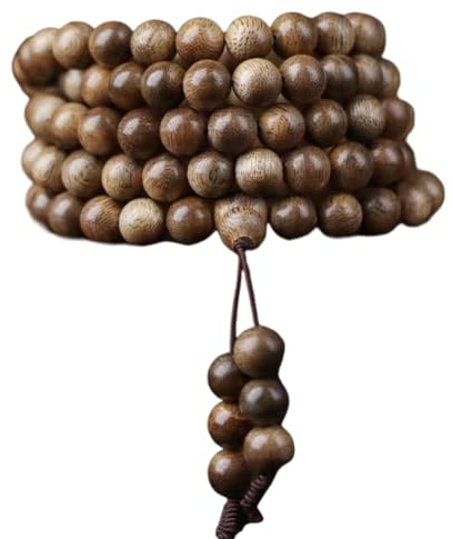 Kalimantan-Adlerholz-Armband, antike Holz-Gebetsperlen, reiches blumiges und fruchtiges Aroma (10 mm x 108 Perlen)