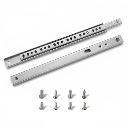 Lot de 2 Glissières pour Tiroirs, Glissières à Billes-rainure 17 mm Longueur 246 mm, Glissières Rails de Tiroir en Métal à Roulement à Billes, Coulisse Tiroir ail tiroir coulissant, montage facile, vi