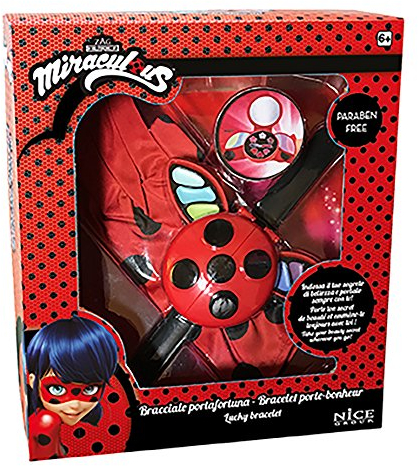 Nice Group- Miraculous Bracciale Portafortuna Make-Up Trucchi per Bambini Tales of Ladybug & Cat Noir Lady Bug, Color Rojo, One Size (Nice SRL 52003)