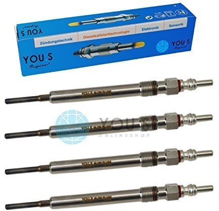 4 Stück YOU.S Original Glühkerzen Länge: 126,0 mm Spannung: 4,4 V - 03L963319