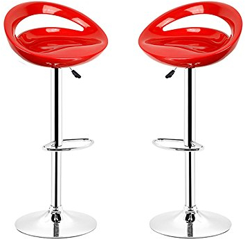 MUPAI EIN Paar Barhocker Barstuhl Tresenhocker Drehbar Mit Lehne Hocker für Küche (Rot, 2)