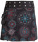 Vishes - Alternative Bekleidung - Damen Wickel-Rock Bedruckt Bestickt Blumen Mandala Gürtel-Tasche schwarz 40-44