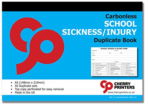 Cherry NCR Schulkrankheits- und Verletzungskopierbuch, A5 (148 x 210 mm), 50 Sets, selbstdurchschreibend