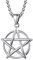 PROSTEEL Herren Edelstahl Anhänger Halskette Satan Stern mit Kreis Solomon Pentagramm mit 60cm Weizenkette Glückbringer Amulett Modeschmuck Accessoire für Männer Jungen