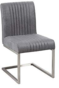 invicta INTERIOR Moderner Freischwinger Stuhl Big Aston Vintage grau Edelstahl gebürstet Esszimmerstuhl Besucherstuhl