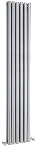 Milano Aruba - Silver Grey Vertical Double Oval Panel Radiator - 1800mm x 354mm