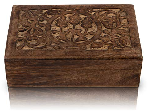 Tolles Geburtstagsgeschenk, handgefertigte dekorative Holz-Schmuckschatulle, Schmuck-Organizer, Andenken, Schatzkiste, Schmuck-Halter, Uhren-Box, 20.3x12.7 cm, Geschenkidee für Männer und Frauen