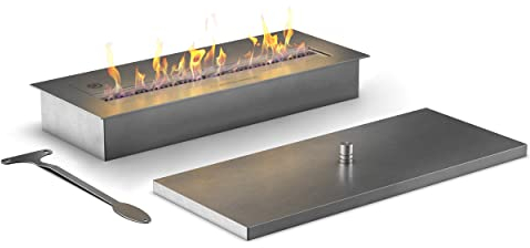 muenkel design Safety Burner 565 – manueller Brenner Einsatz – Bio-Ethanol Brennkammer mit 46 cm Flammenbreite – Edelstahl, gebürstet