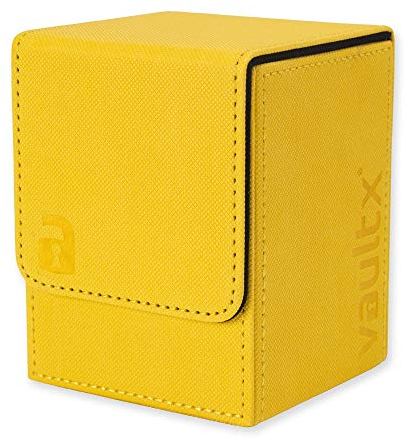 Vault X Scatola Deck Box Rigida per Carte da Gioco, 80+ Carte con Bustine, Materiale Exo-Tec, Contenitore per Carte da Collezione, Coperchio Magnetico Rimovibile, per MTG Commander, TCG (Giallo)