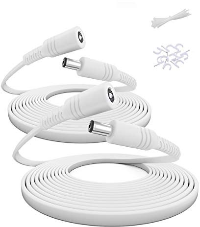 Itramax 3M 12V DC Extension Cable (2-Pack),DC 2.1mm x 5.5mm 5521 Power Supply Adapter Flat Extender Cord,Female to Male Wire for IP Network,CCTV Security Camera,DVRs & More Devices,5V,9V,24V,12 Volt