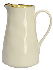 Rose & Tulipani, Brocca Piccola di Colore Avorio in Ceramica con Bordo Dorato, Linea Concerto, Capienza 600ml