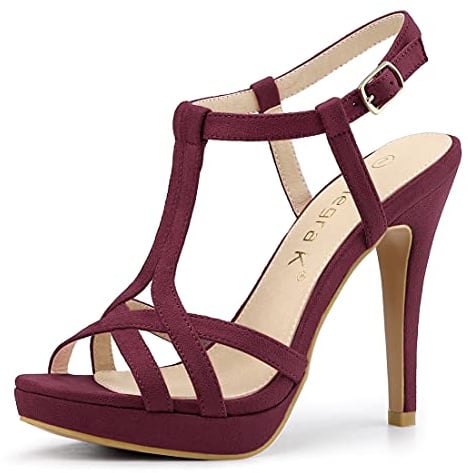 Allegra K Women Faux Suede T Strap Slingback Platform Stiletto Heel Sandals | Buckle closure. ABS outsole. 4.5-inch heel. 1-inch platform. Evening party. Comfortable fit. Secure strap
