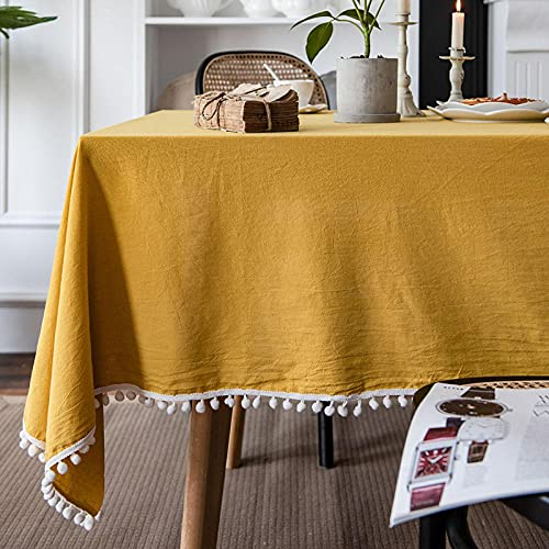 XQSSB Tischdecke aus Kunststoff Rechteckige Weich Atmungsaktiv Tischabdeckung Gartentischdecke Gelb 140 × 300cm