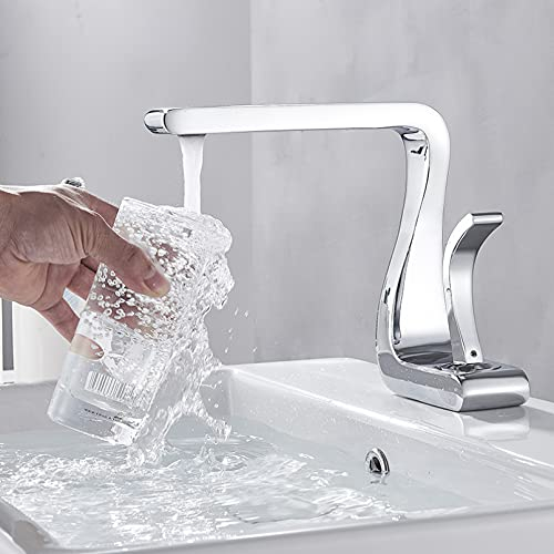 YHSGY Chrom Badezimmer Waschbecken Wasserhahn Badezimmer Wasserhahn Warmes Und Kaltes Wasser Badezimmer Wasserhahn Mischbatterie