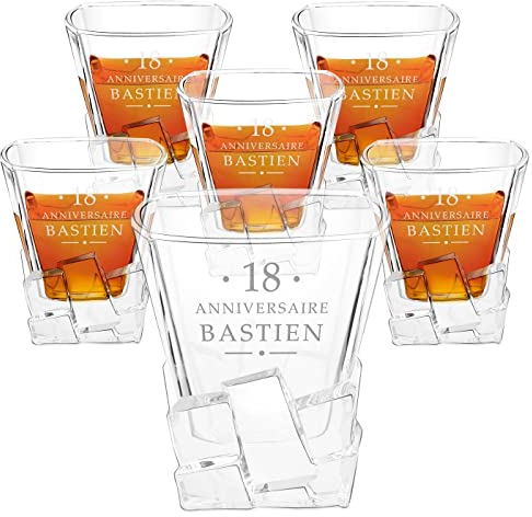 Maverton Ensemble de 6 Verres à whisky pour homme - Avec motif décoratif - Idee Cadeau Homme Anniversaire 18 ans - Cadeau Personnalisé Homme - Verre a whisky au design unique personnalisation - Adulte