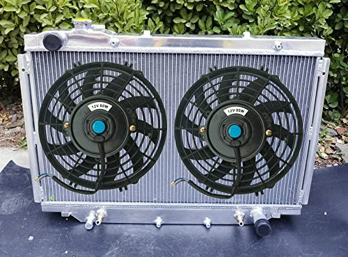FSMOTO Radiateur en aluminium + ventilateurs pour To-yo-ta Land Cruiser HDJ80/HZJ80/FZJ80 Série 80 1HZ/1HD 6 Cyl 4,2L Diesel AT 1990-1999 Landcruiser