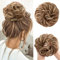 JJstar Haarteil Mit Gummiband, Groß Dutt Haarteil Gelockt Haargummi Mit Haaren Hochsteckfrisuren Haarverlängerung Messy Bun Haarteile für Damen Mädchen Pferdeschwanz (Braun & Blond)